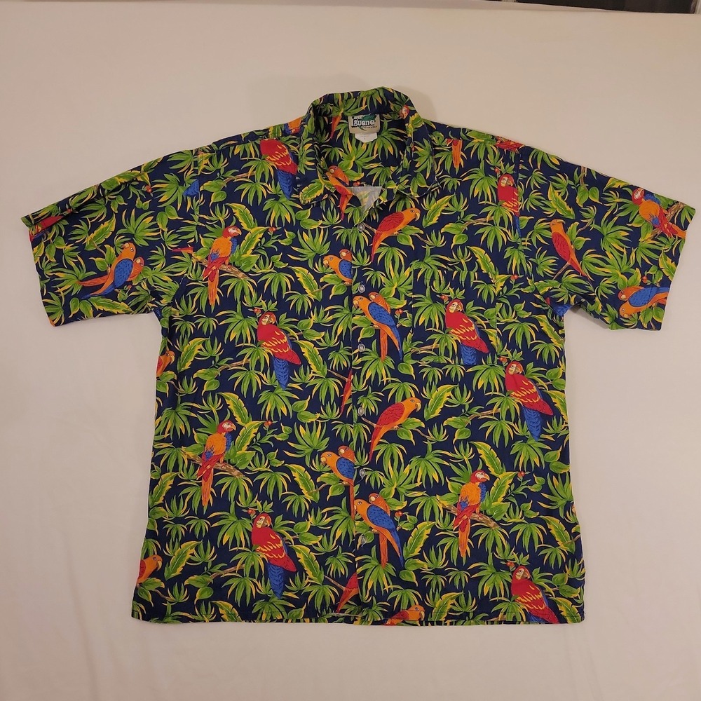 La Iguana Tropical Short Sleeve Button Up Mens L Vacation Parrot Island Beach